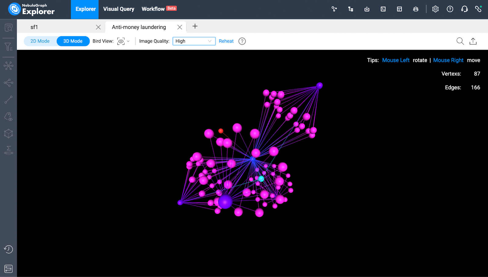 NebulaGraph Explorer:2D/3D mode